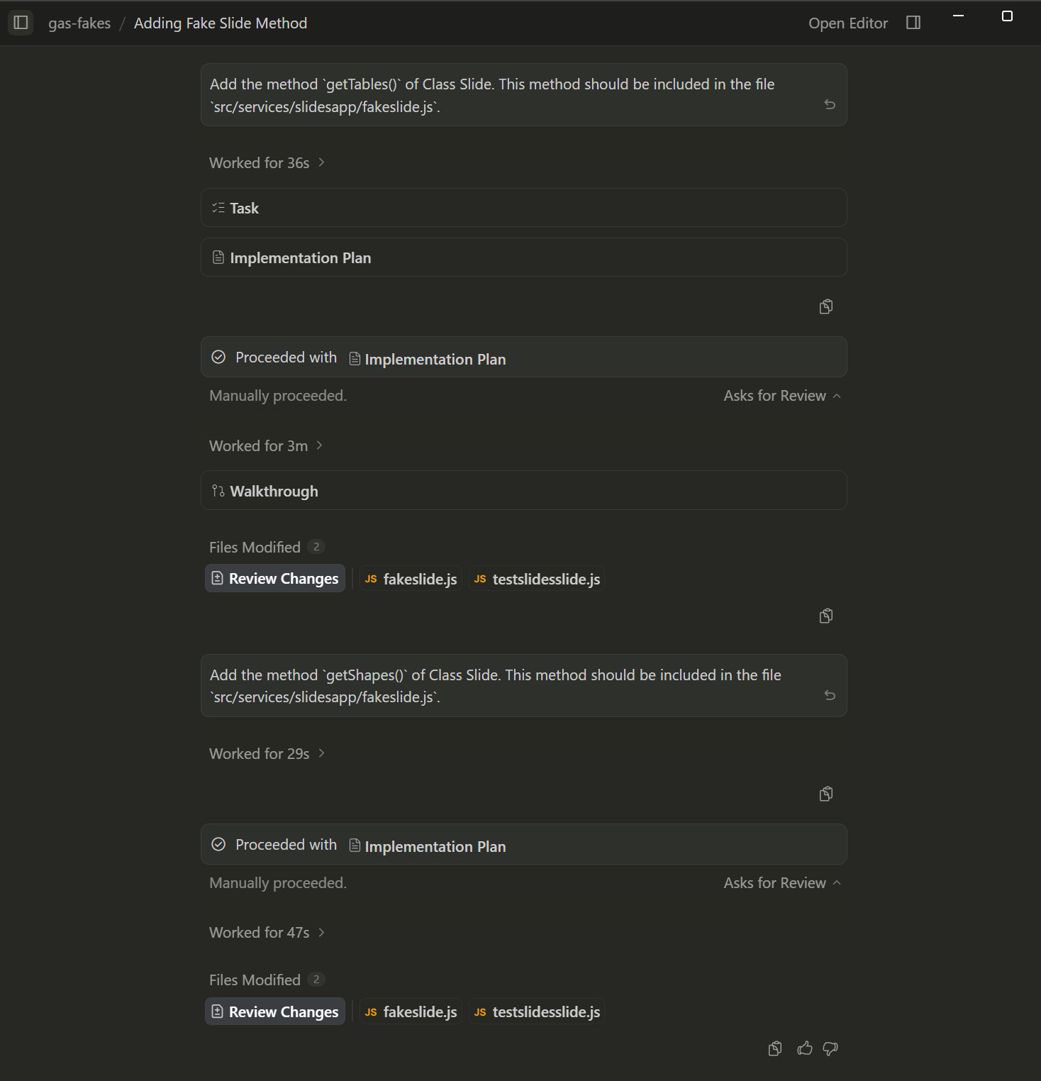 Result on the agent manager
