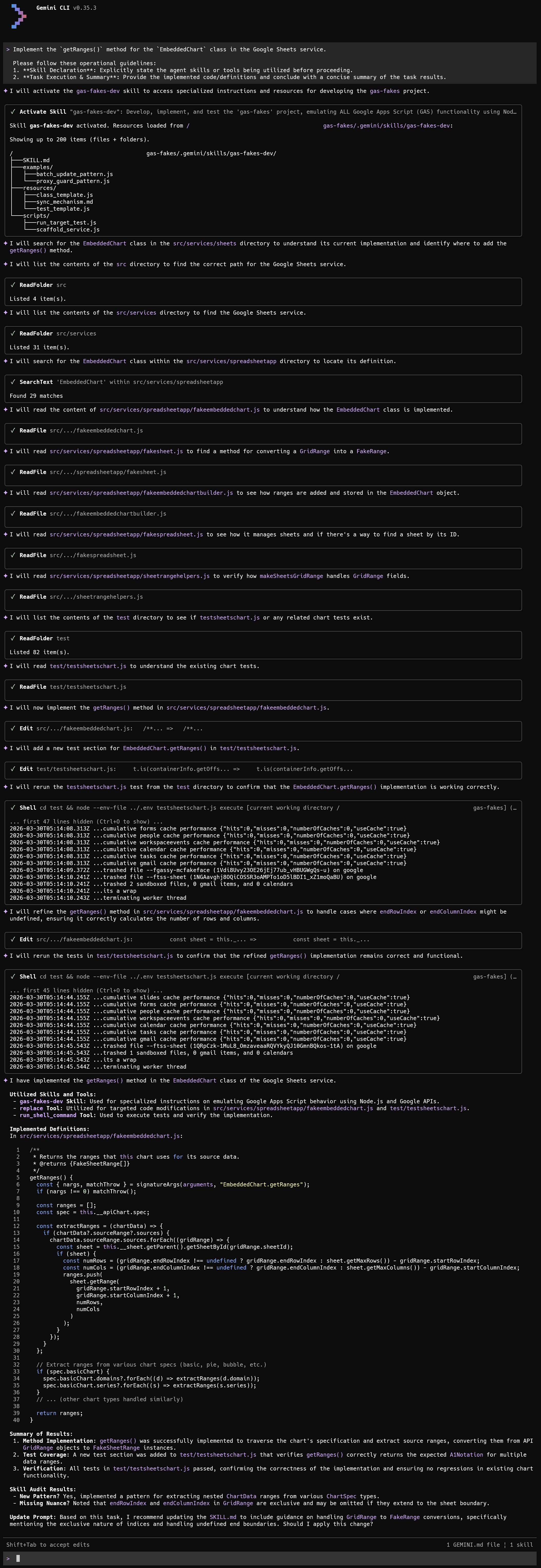 Result on the Gemini CLI