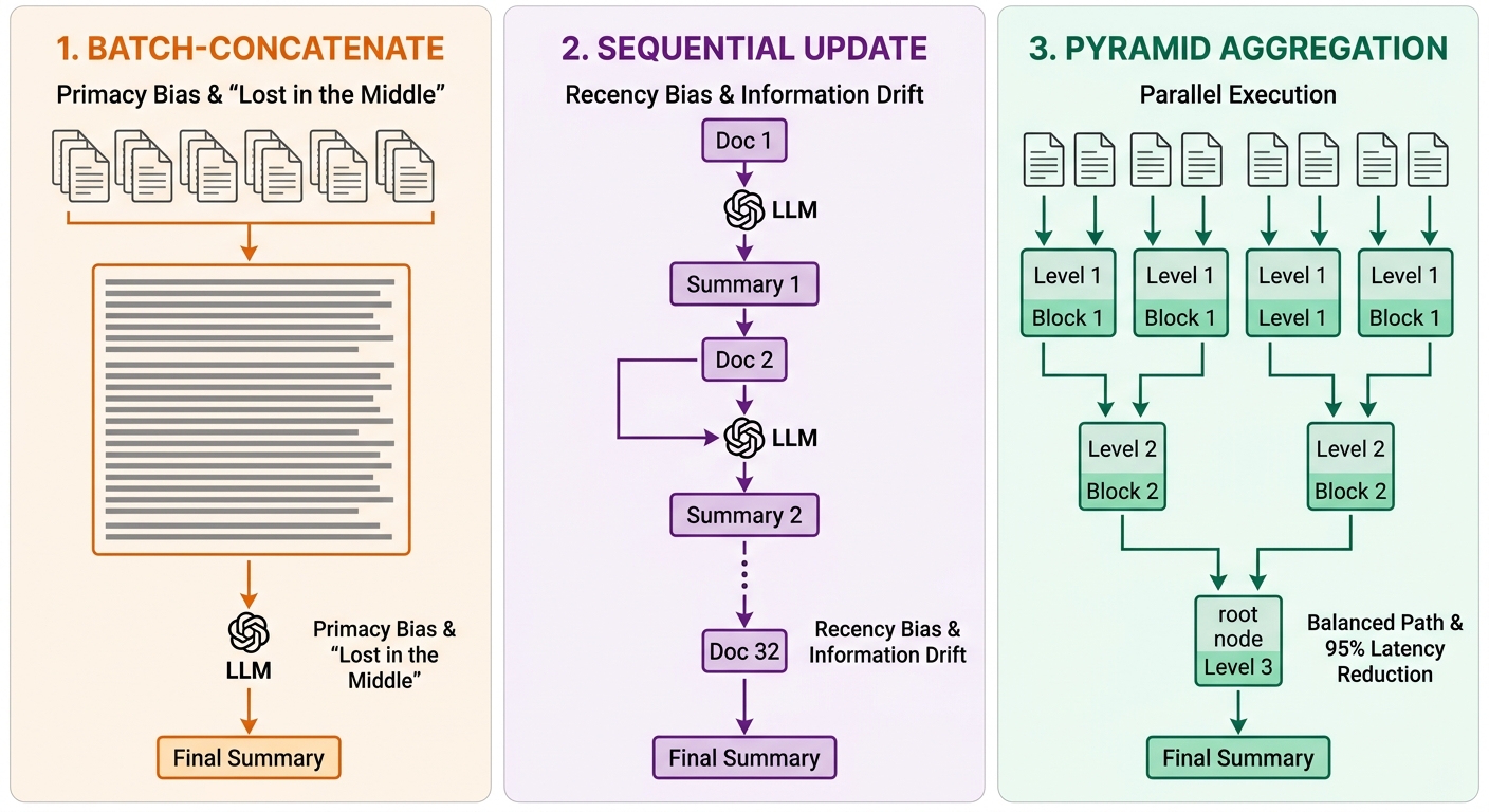 Figure 1: Workflows of the 3 text aggregation methods