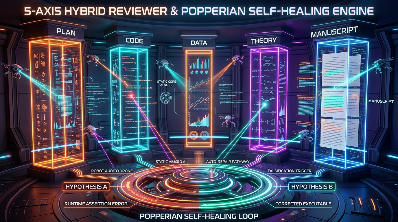 5-Axis Hybrid Reviewer & Popperian Self-Healing Architecture