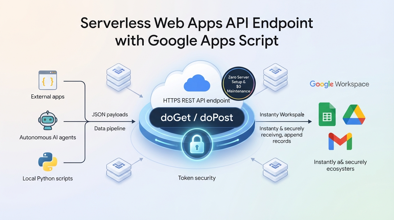 Figure 3: Serverless REST API endpoint architecture powered by GAS Web Apps