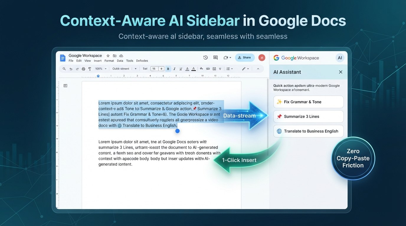 Figure 6: Context-aware AI assistant panel integrated as a Google Docs sidebar