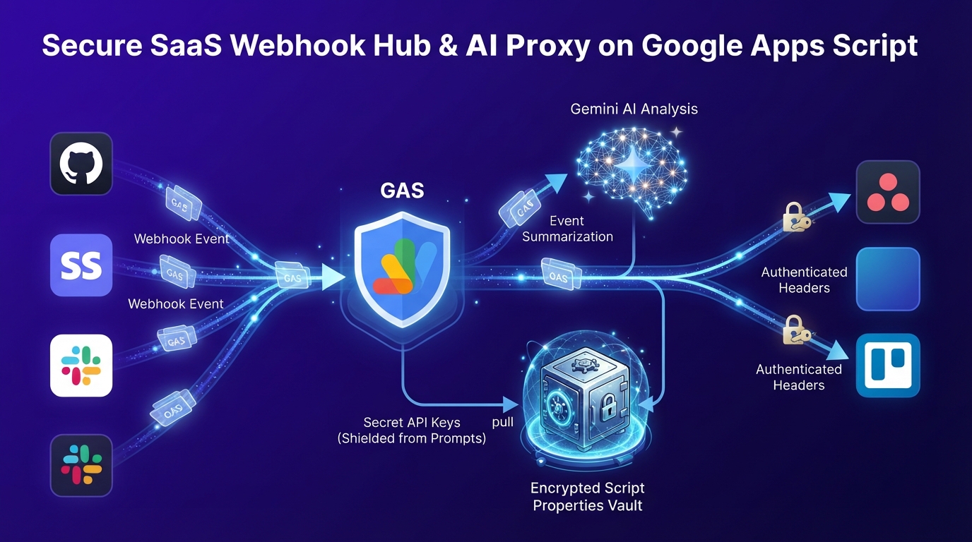 Figure 10: Secure proxy gateway ingesting external SaaS webhooks and shielding API keys