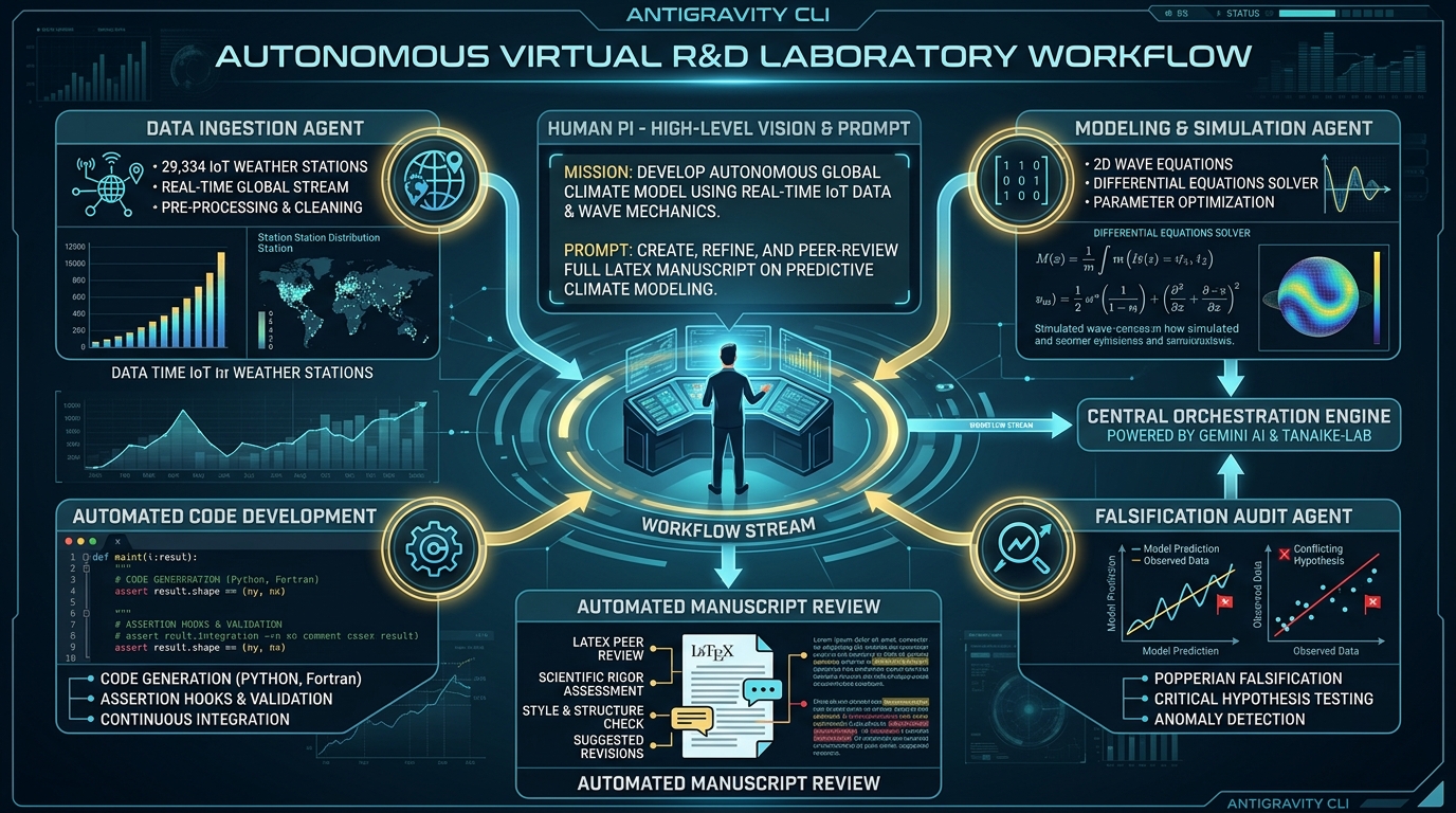 Autonomous Virtual R&D Laboratory Workflow on Antigravity CLI