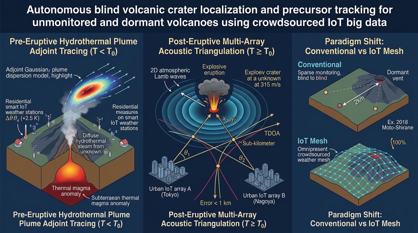 Blind Crater Localization and Precursor Back-Tracking for Dormant Volcanoes