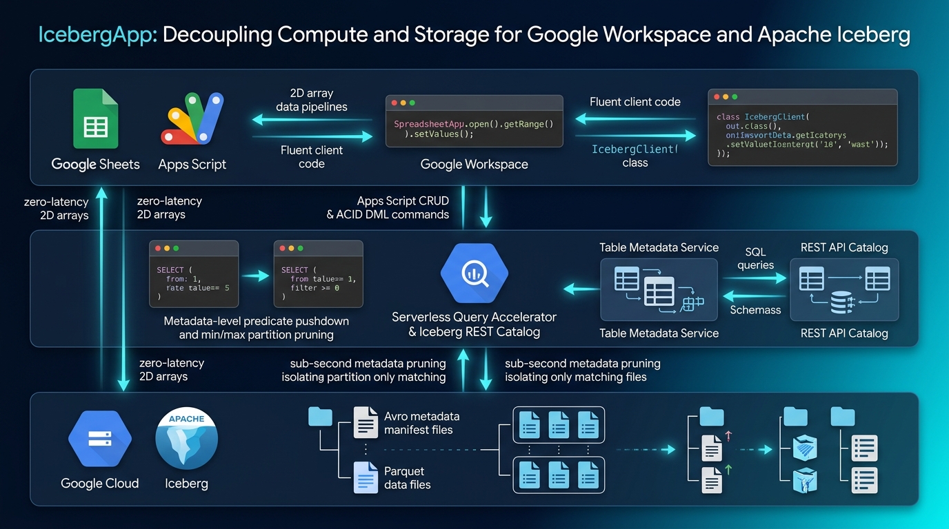 Figure 2: End-to-End IcebergApp Architecture and Bidirectional Workflow