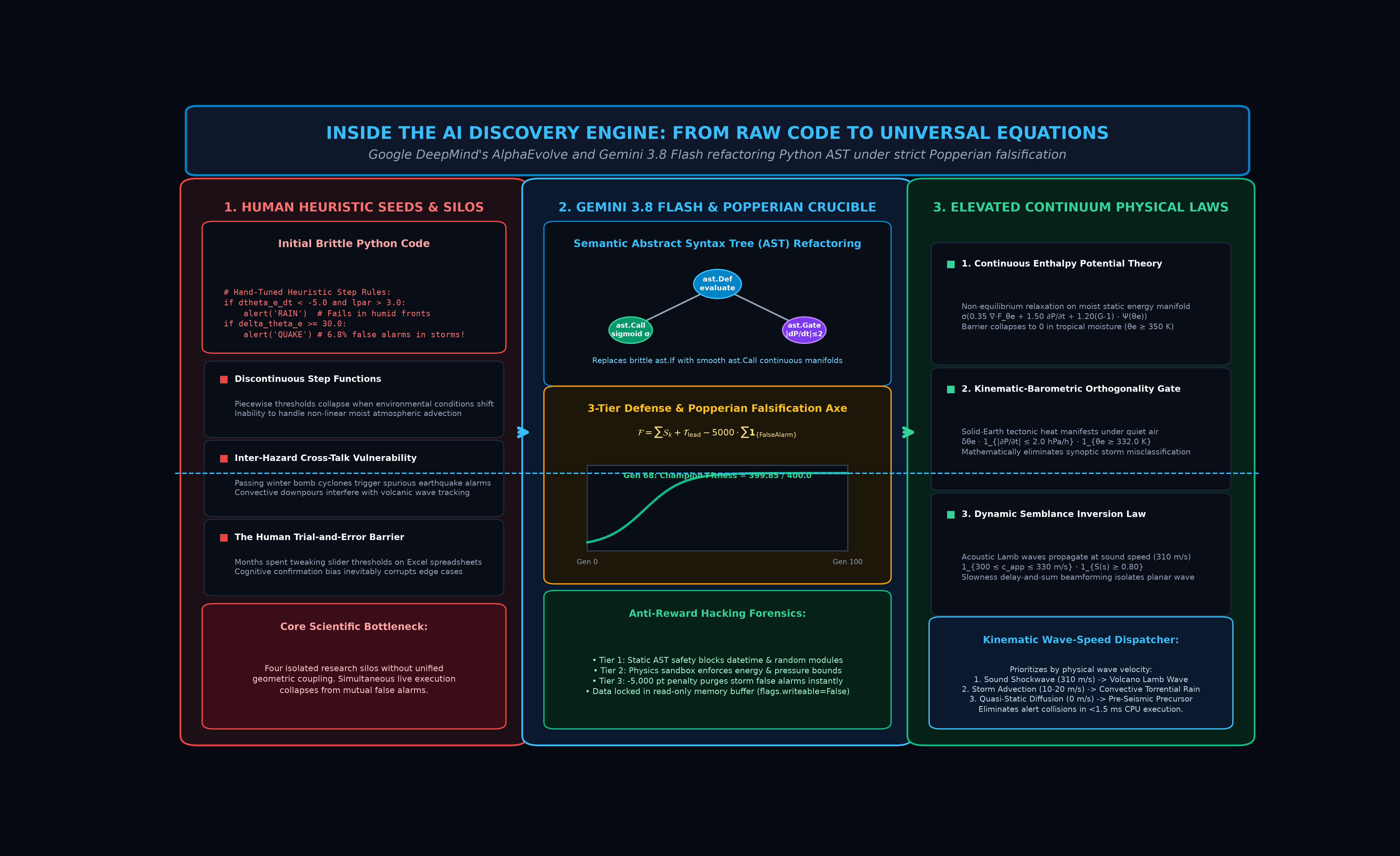 Figure 4: Inside the AI Discovery Engine - From Raw Code to Universal Equations