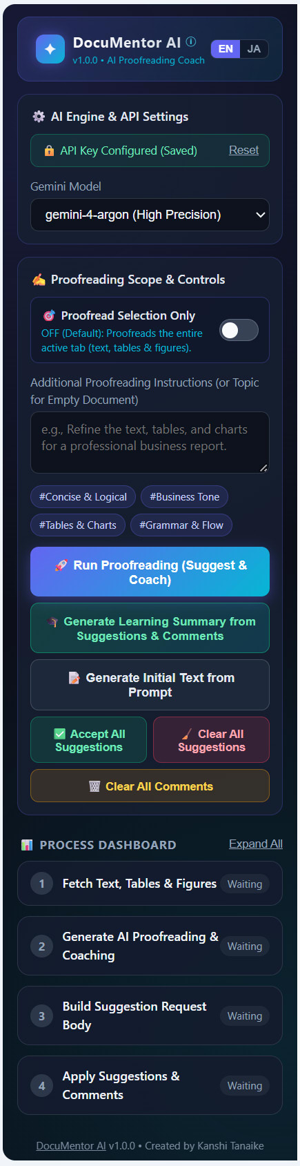 DocuMentor AI Sidebar Dashboard