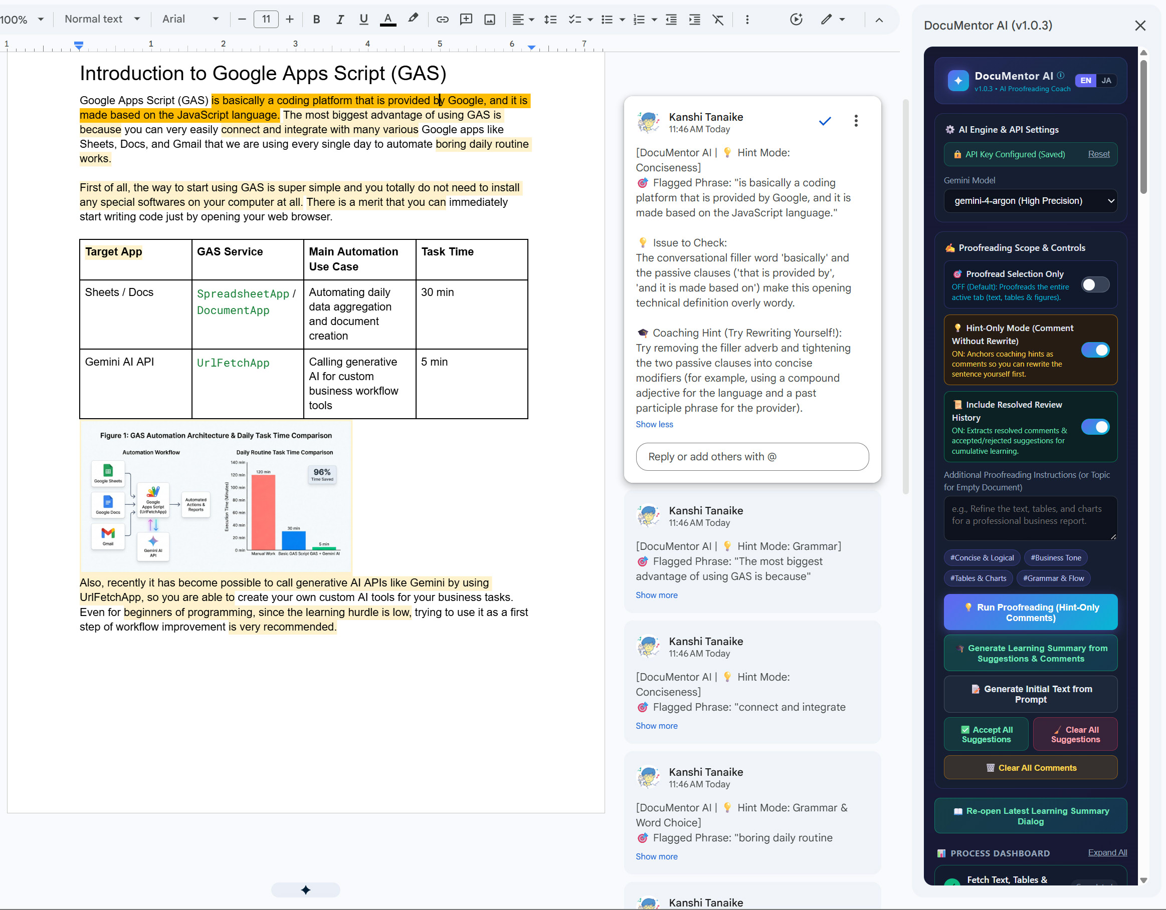Hint-Only Mode Execution Result in DocuMentor AI v1.0.3