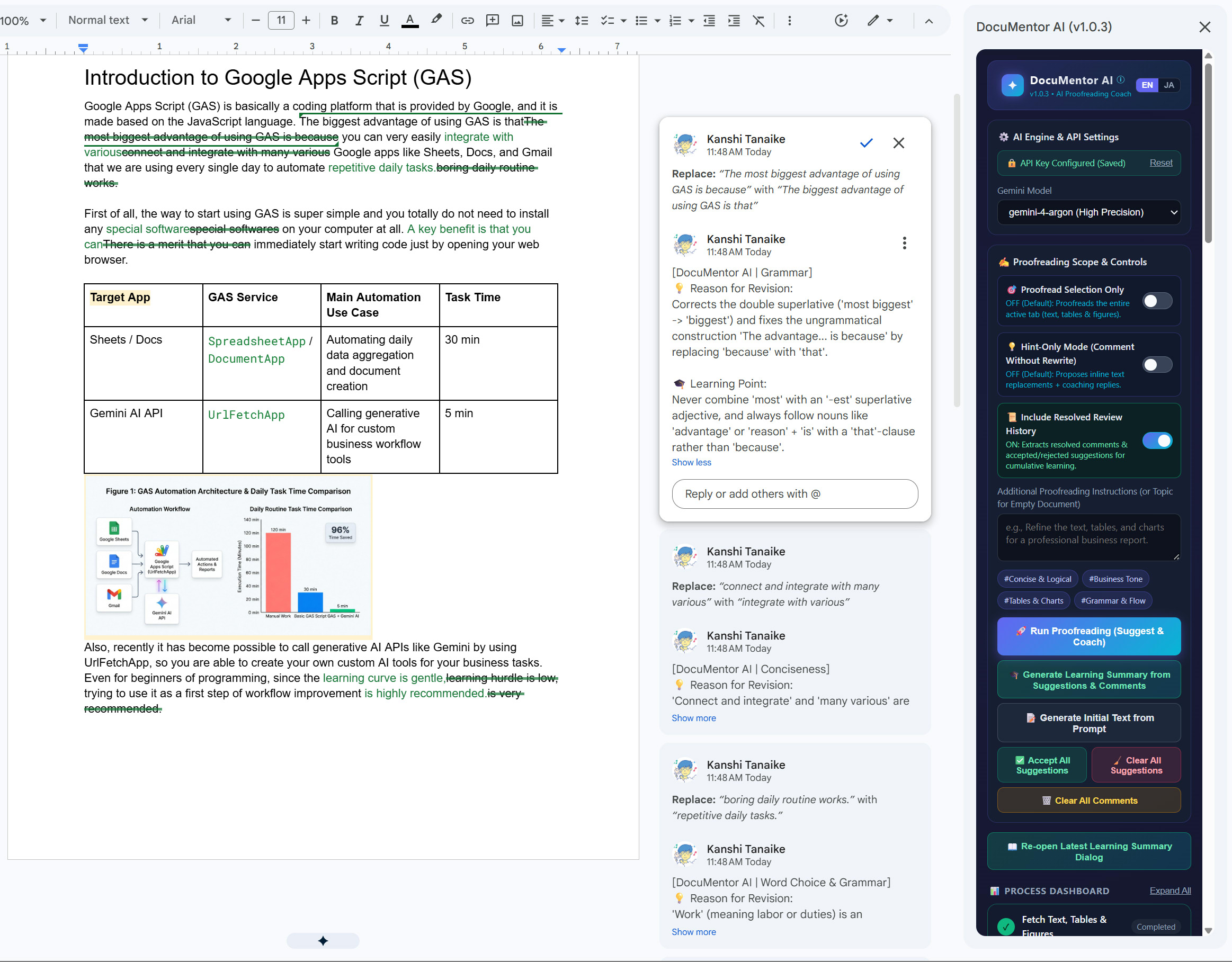 Suggest & Coach Mode Execution Result in DocuMentor AI v1.0.3