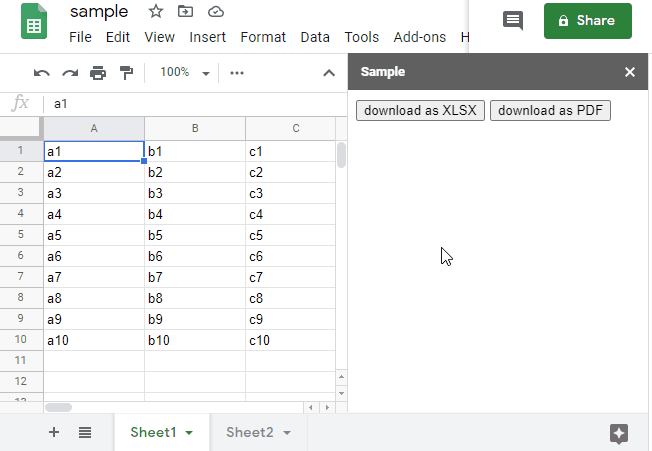 Downloading Google Spreadsheet As Xlsx And Pdf File By Clicking Button Tanaike